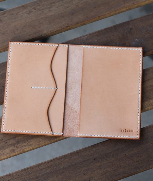 Leather Card Holder - Natural, Cream